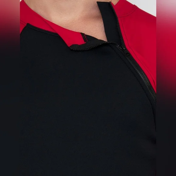 Tuga Women's Hybrid Thermal Zip Rash Guard - Black / Black NWT - Picture 3 of 3